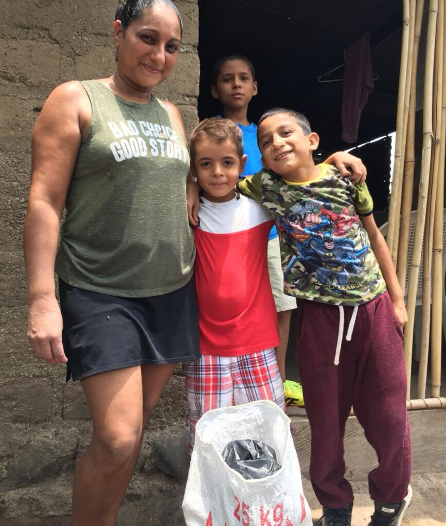 family with supplies