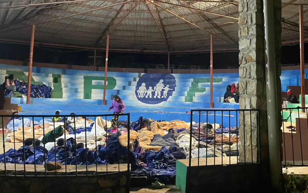 Children at NPH Haiti sleeping outside in sleeping bags after earthquake