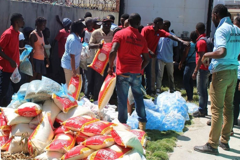 Rice distribution in Haiti